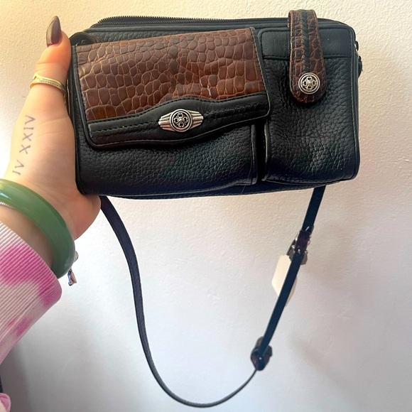 Brighton Handbags - Vintage Brighton Black Pebble alligator Leather Crossbody